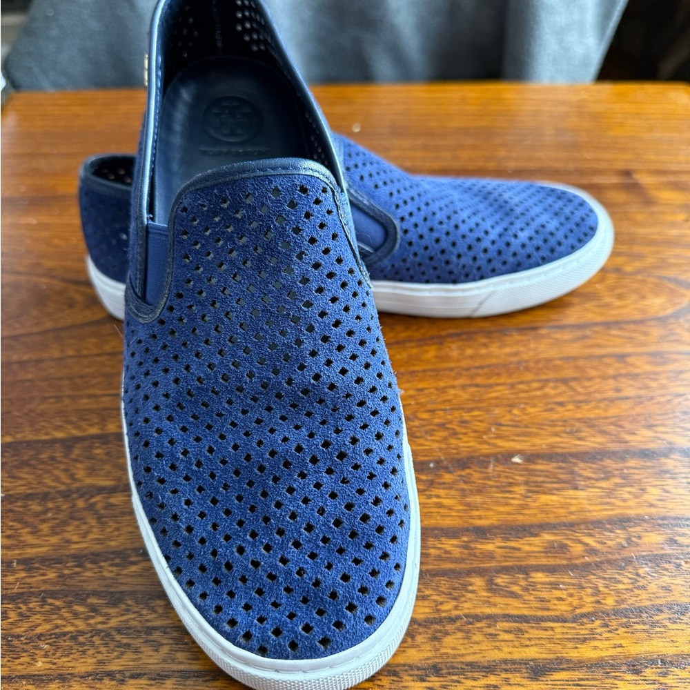 Tory Burch blue suede shoes
